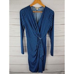 Michael Kors Blue Faux Wrap Casual Maxi Work/Office Dress Women's Small